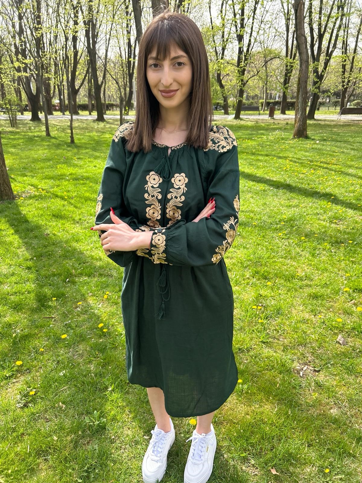 Rochie tradițională femei TM883 *verdele naturii* - XXL