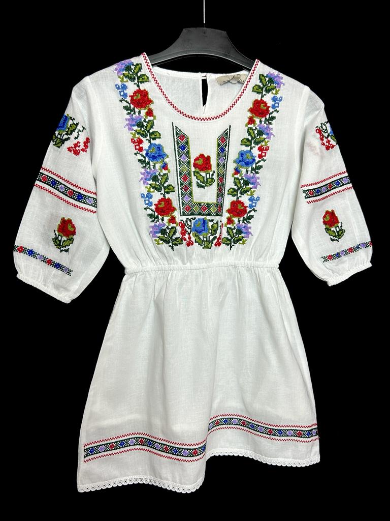 Rochie tradițională fete TM635 - motive florale - 14