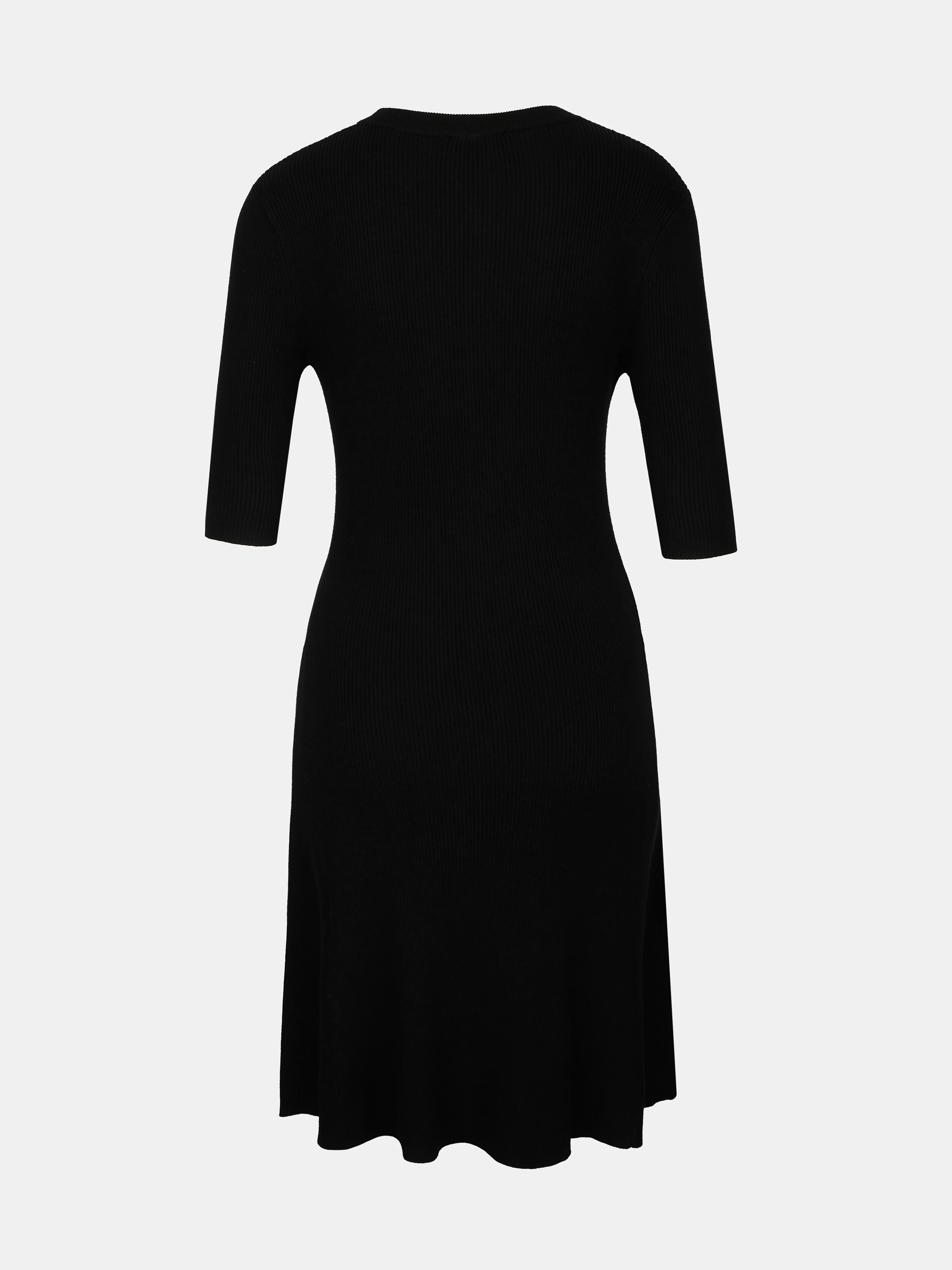 Rochie tricotată în formă de A cu mâneci trei sferturi neagră ORSAY negru - L