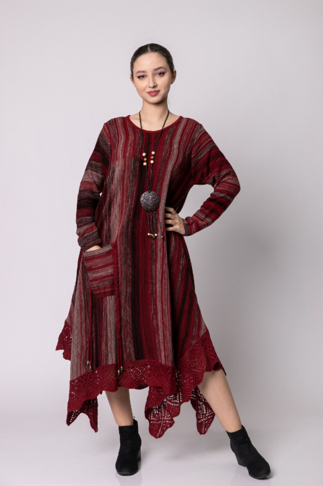 Rochie visinie in degrade boho chic cu baza asimetrica
