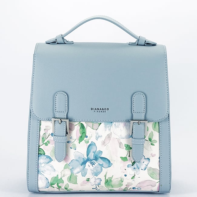 Rucsac albastru deschis cu imprimeu floral DHJ731-3 M11