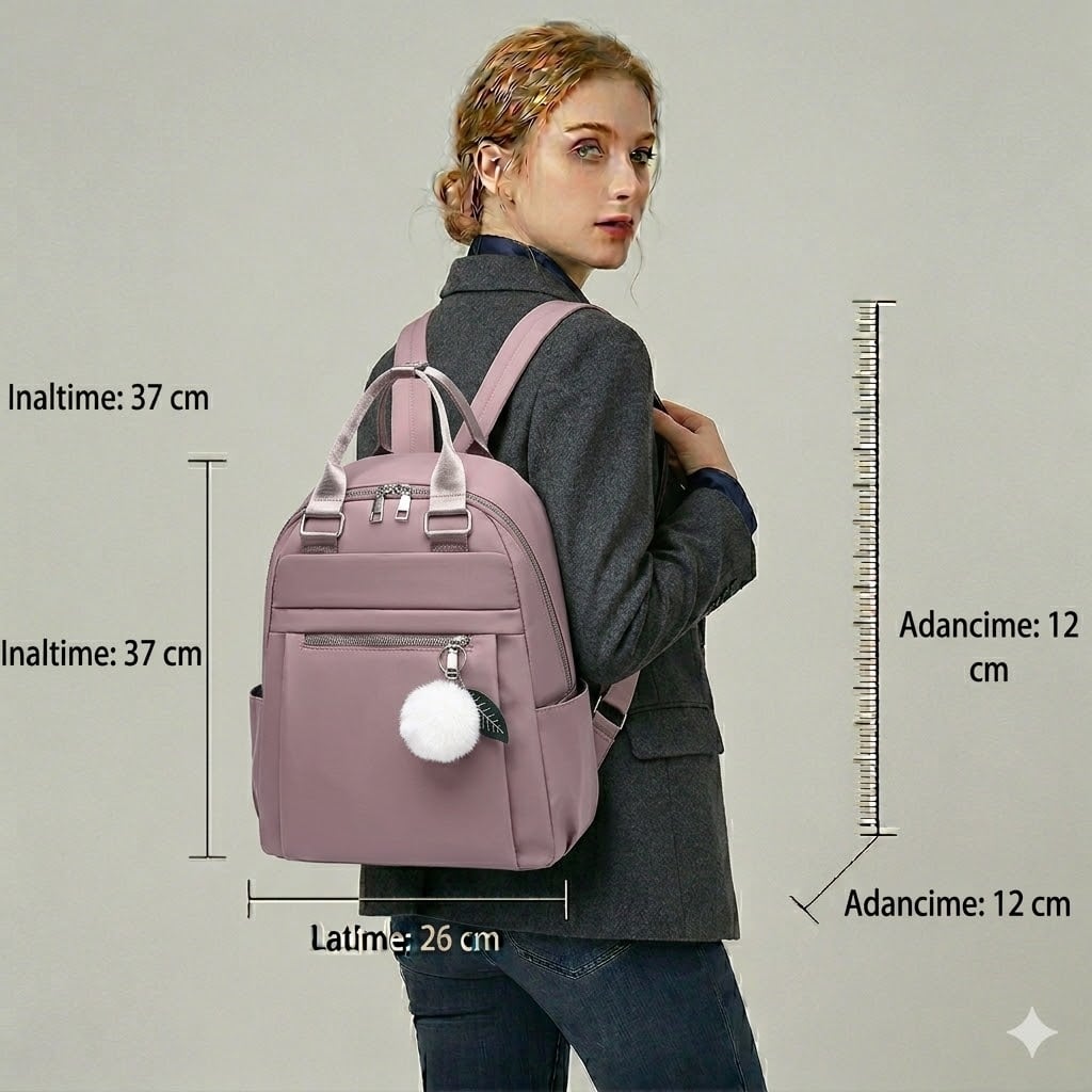 Rucsac dama Celia, GT1847, material textil, mov - poza 2