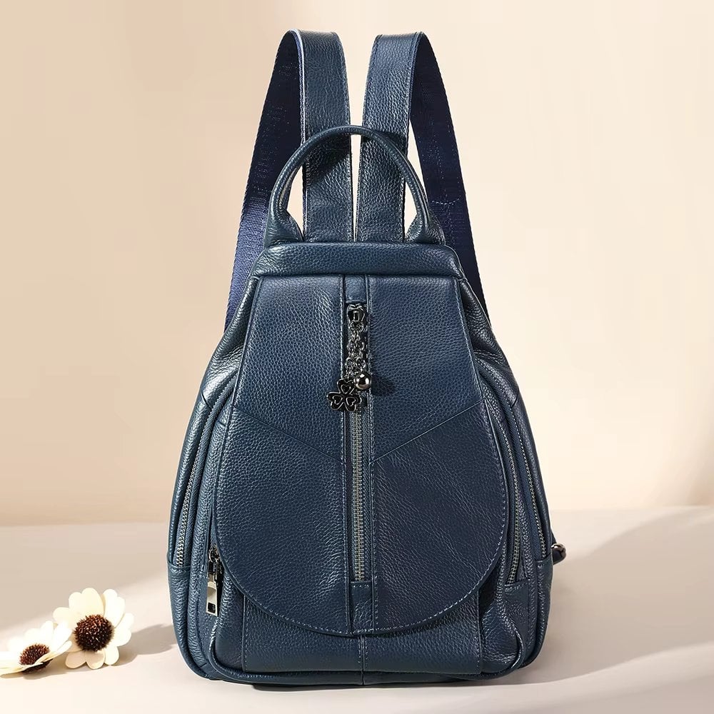 Rucsac dama, Daliah GT3641, piele naturala, Albastru