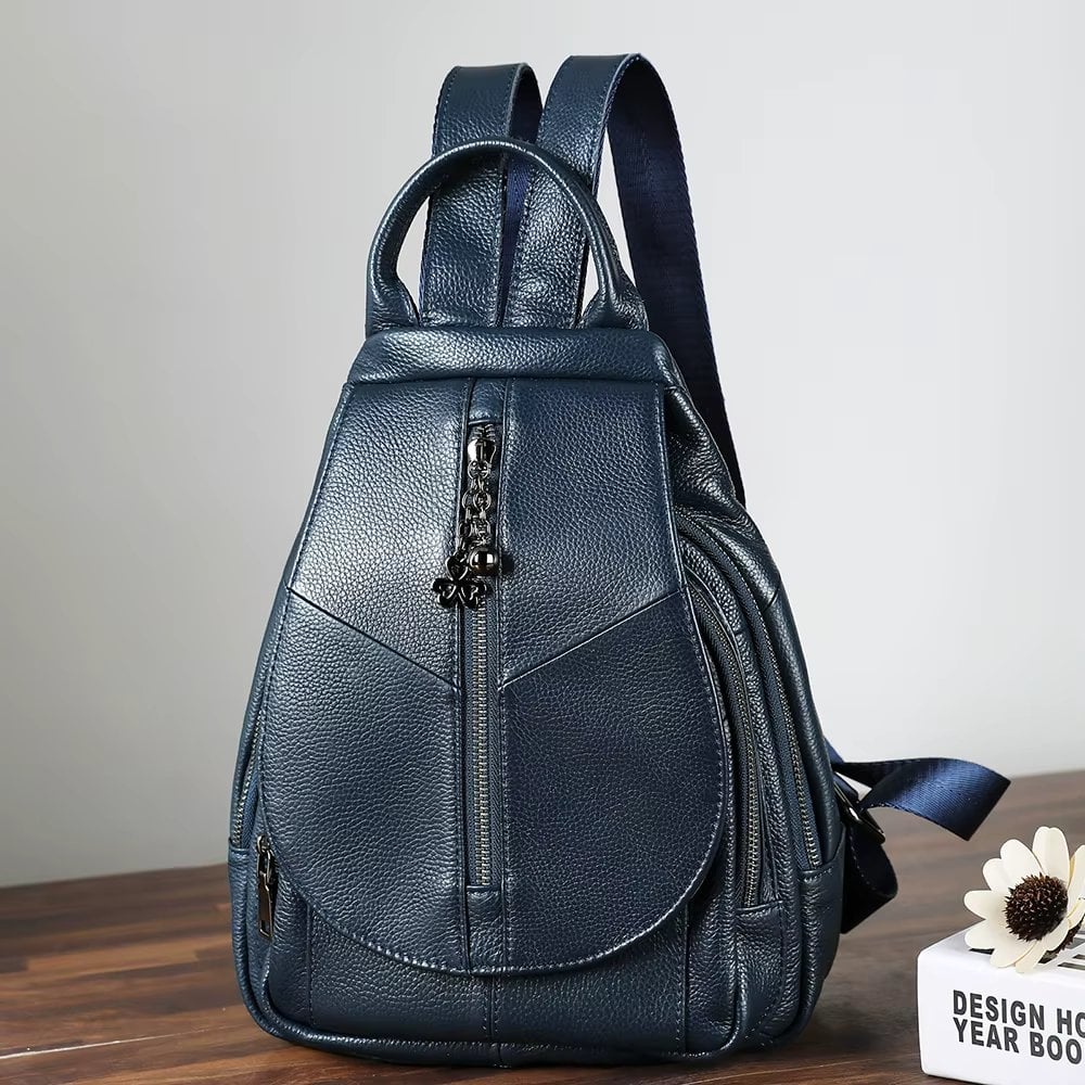 Rucsac dama, Daliah GT3641, piele naturala, Albastru - poza 3