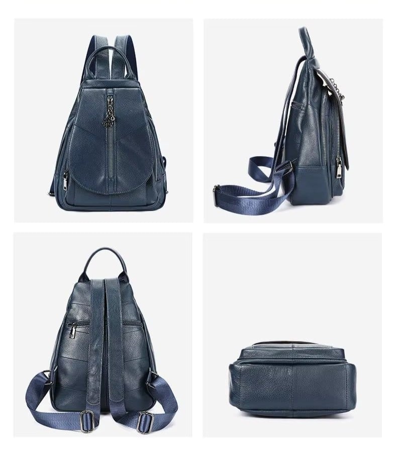 Rucsac dama, Daliah GT3641, piele naturala, Albastru - poza 4