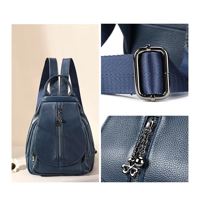 Rucsac dama, Daliah GT3641, piele naturala, Albastru - poza 5