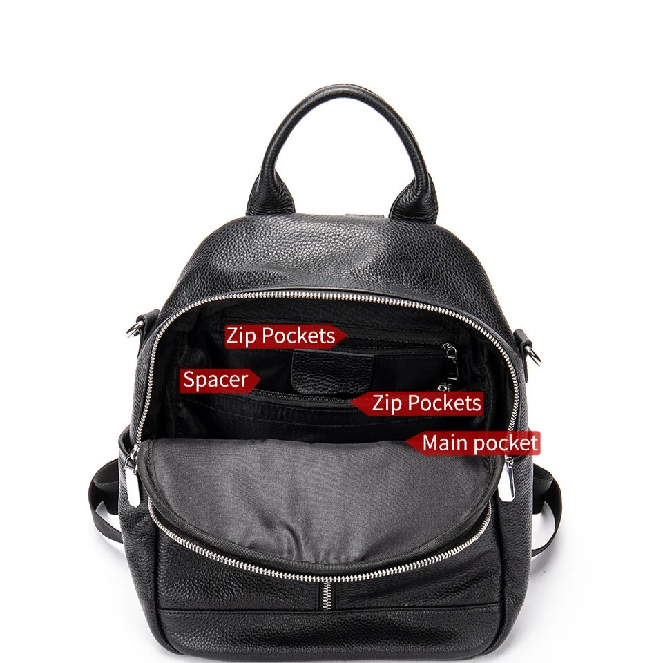 Rucsac dama Delis, Alizeh GT2559, piele naturala, Negru - poza 4