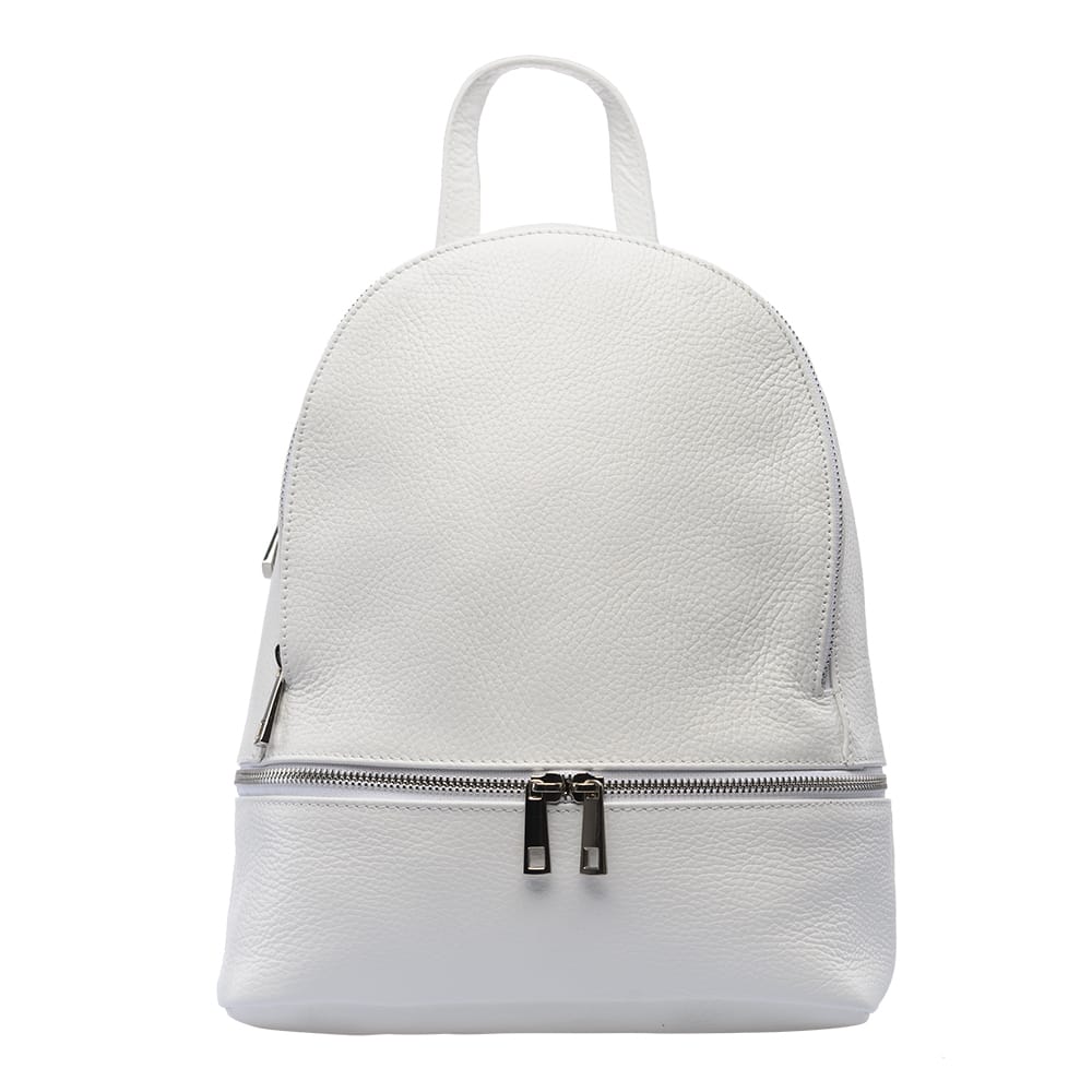 Rucsac damă din piele naturala alb Suede