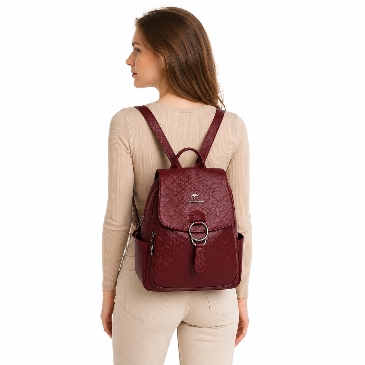 Rucsac dama, Greta GT742, bordo - poza 2