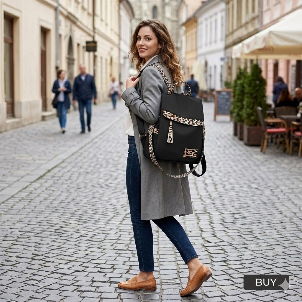 Rucsac dama, Iulissa GT3764, antifurt, Negru - poza 2