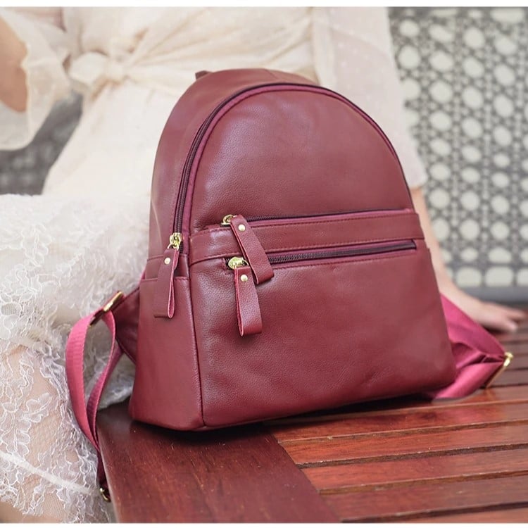 Rucsac dama, Lotus GT3069, piele naturala, Bordo - poza 3