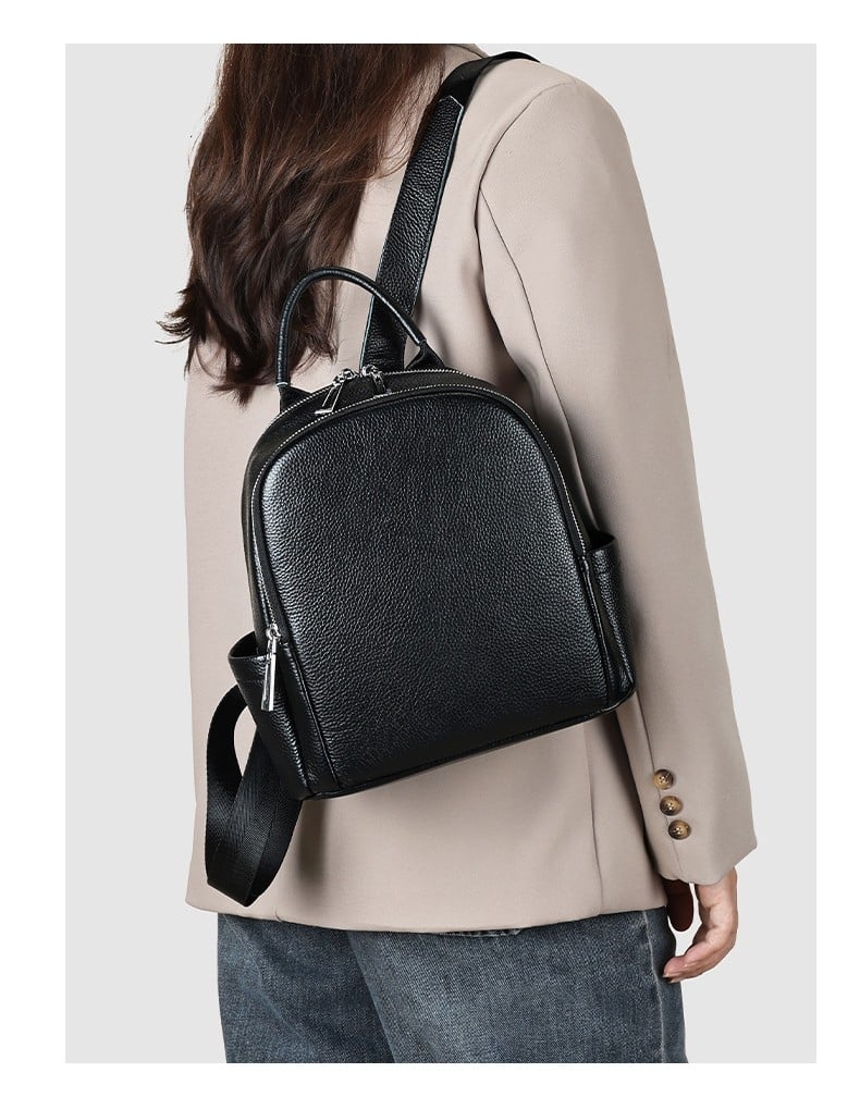 Rucsac dama, Marinela GT3847, piele naturala, Negru - poza 2