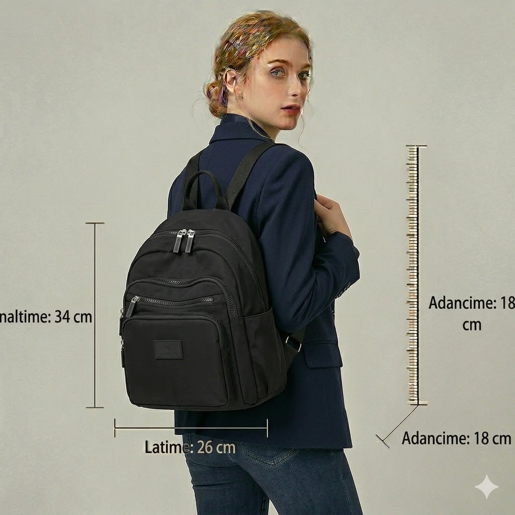 Rucsac dama Neli, GT1837, material textil, negru - poza 2