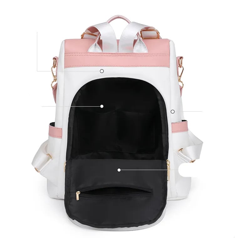 Rucsac dama, Nimue GT2479, antifurt, Negru/Alb - poza 4