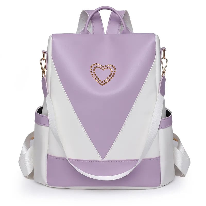 Rucsac dama, Nimue GT2481, antifurt, Alb/Mov - poza 1