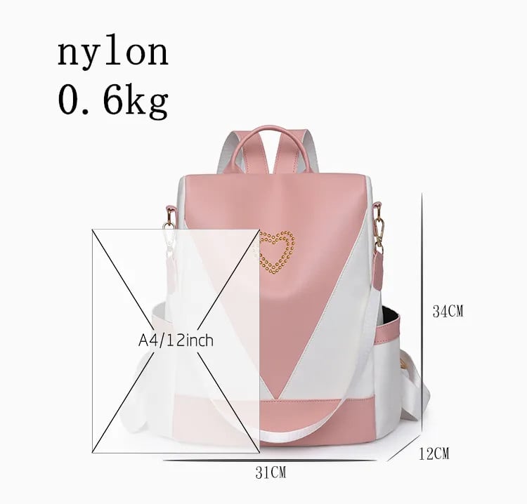 Rucsac dama, Nimue GT2481, antifurt, Alb/Mov - poza 3
