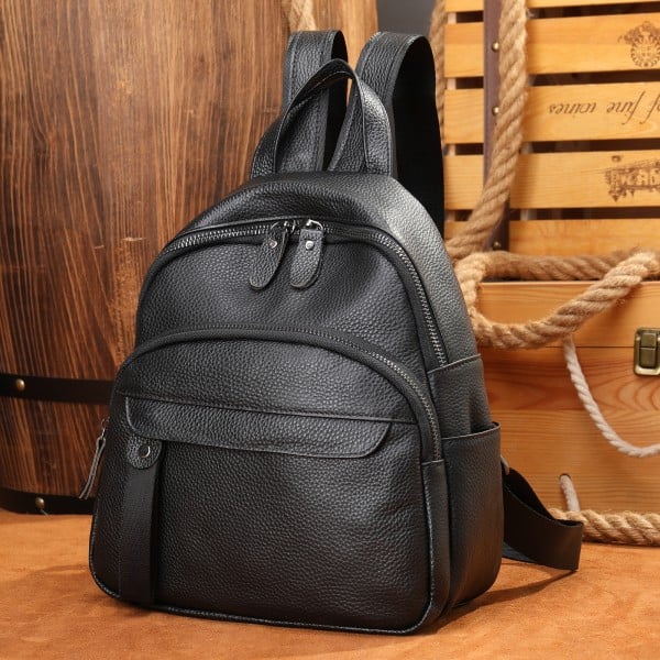 Rucsac dama, Nylay GT1521, piele naturala, model negru - poza 4