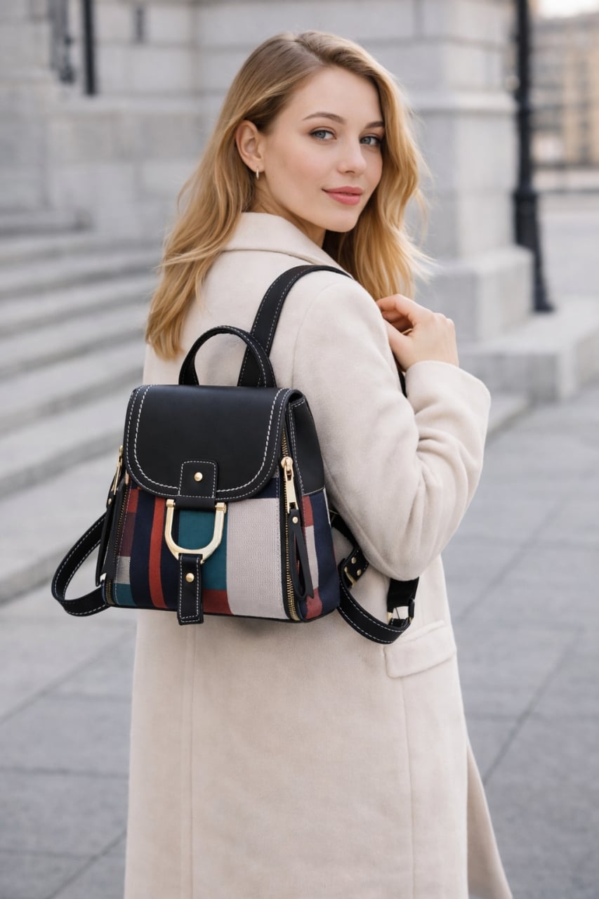 Rucsac dama, Prema GT453, model negru - multicolor - poza 2