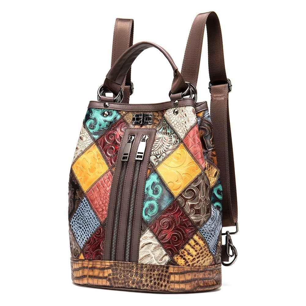 Rucsac dama Rina GT1040, piele naturala, multicolor - poza 1