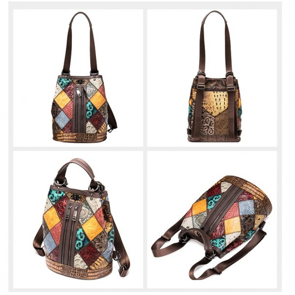 Rucsac dama Rina GT1040, piele naturala, multicolor - poza 3