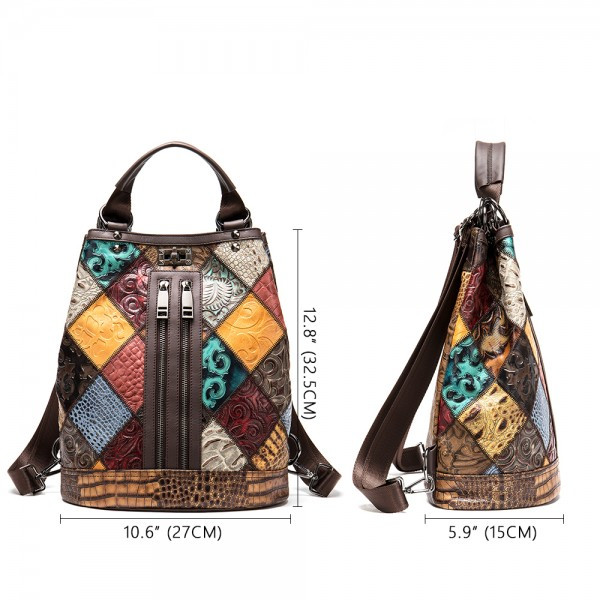 Rucsac dama Rina GT1040, piele naturala, multicolor - poza 4