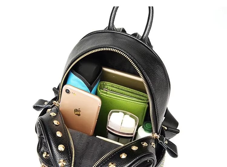 Rucsac dama, Soline GT3213, piele naturala, Negru - poza 5