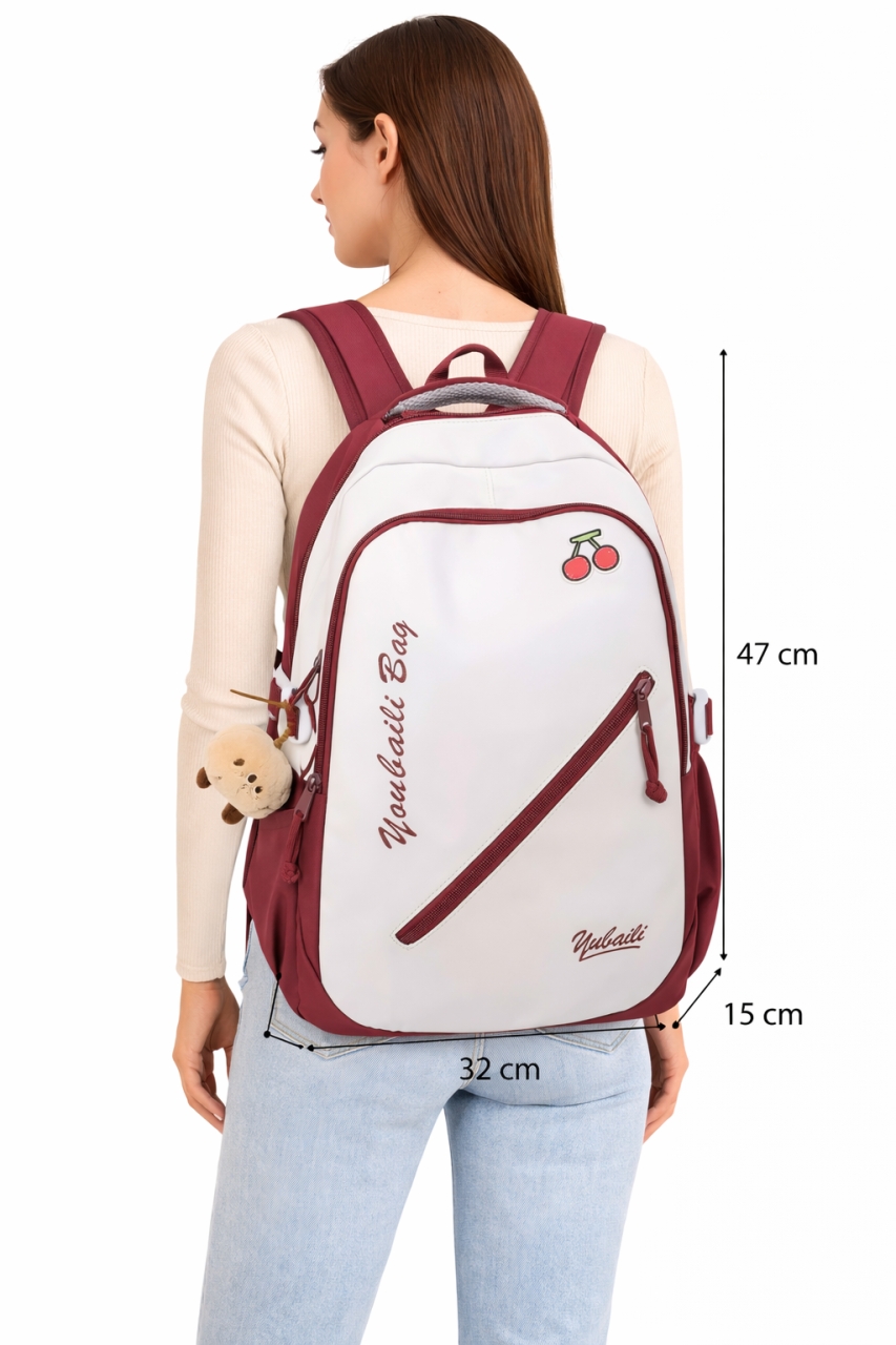 Rucsac dama, Ysoria GT3689, Alb/Rosu - poza 2