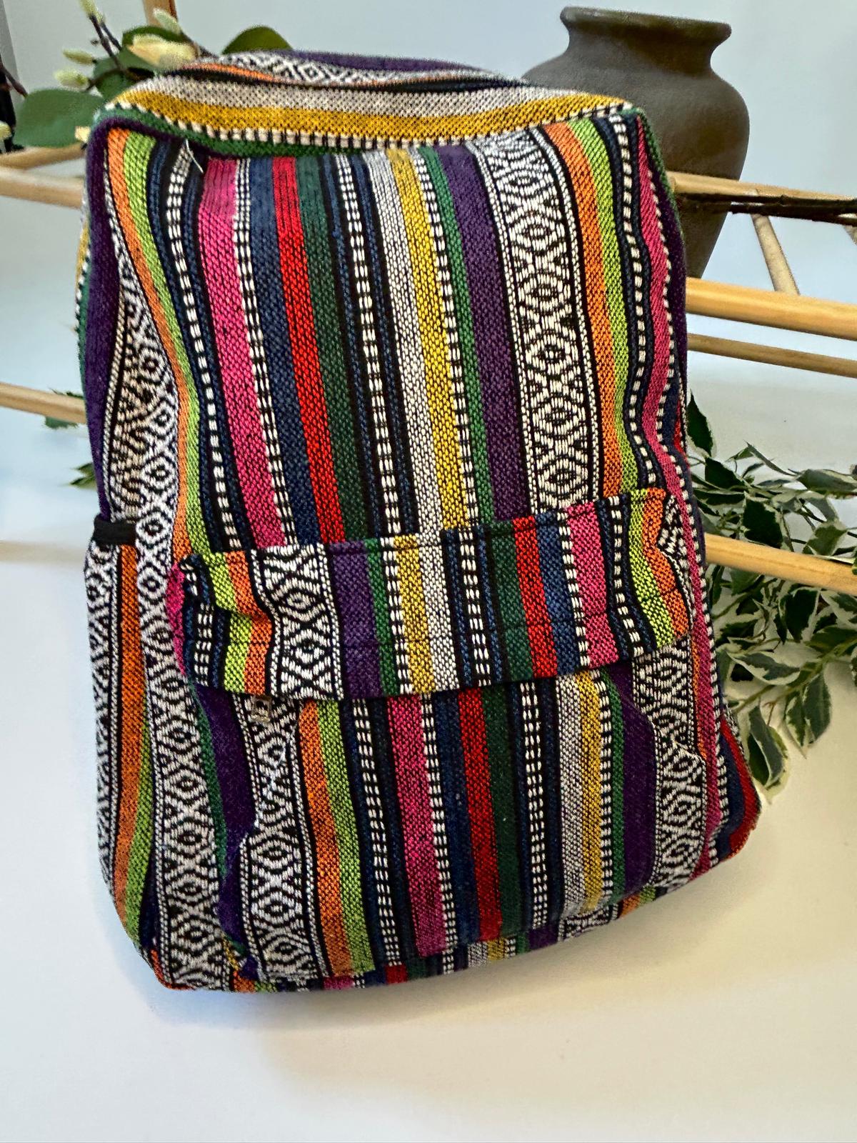 Rucsac etnic multicolor – material textil gros, model boho unisex TM1916