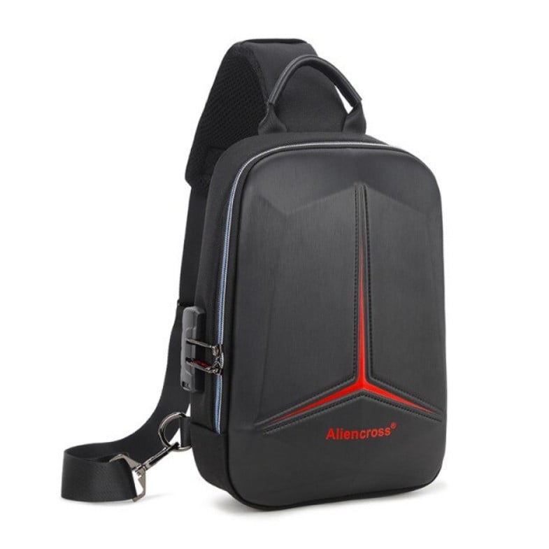 Rucsac pentru barbati Aliencross GT1471, multifunctional: antifurt, cu port USB si cifru, model negru - poza 1