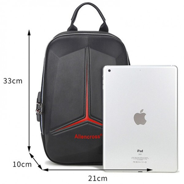 Rucsac pentru barbati Aliencross GT1471, multifunctional: antifurt, cu port USB si cifru, model negru - poza 4