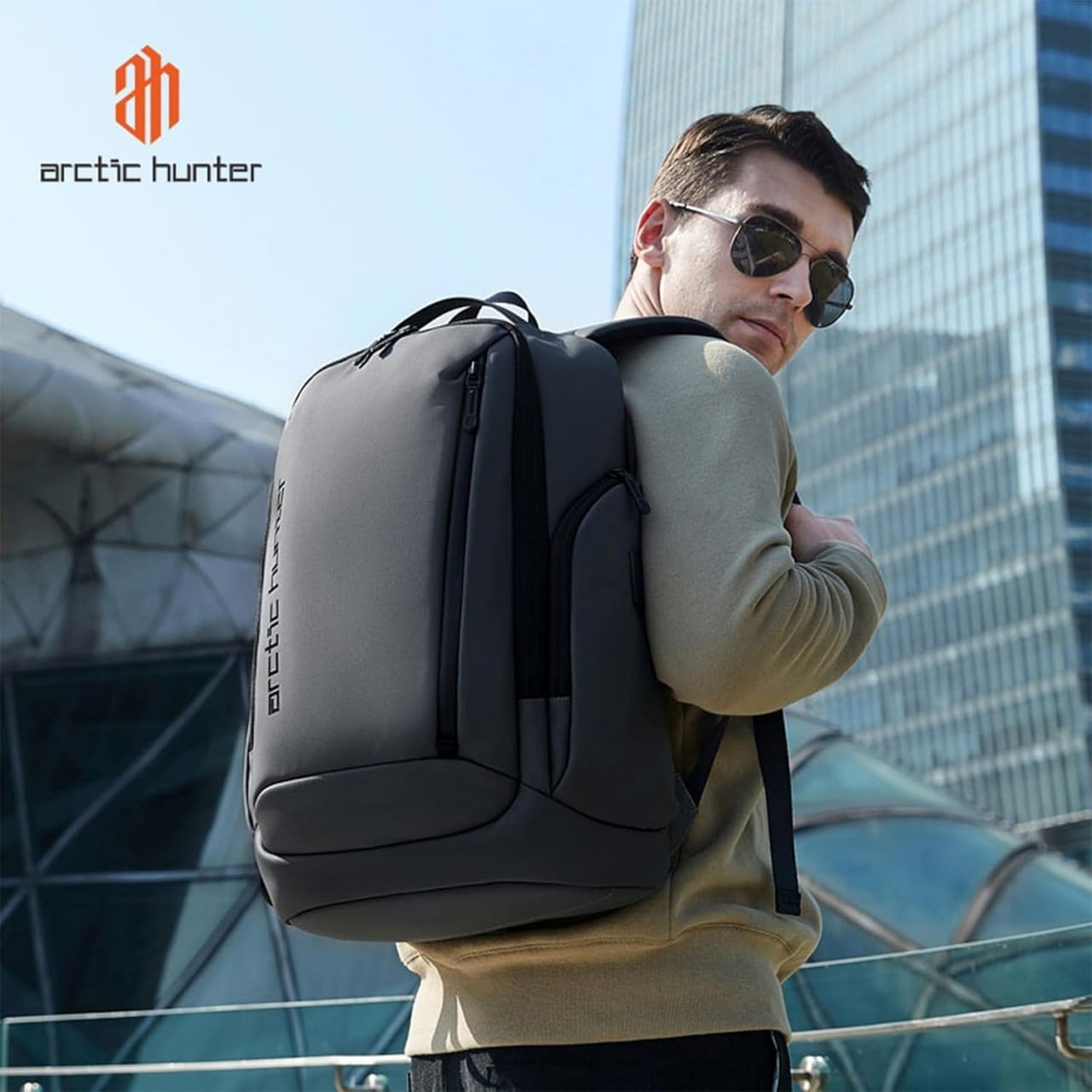 Rucsac pentru barbati, B00554, model urban, Gri - poza 2