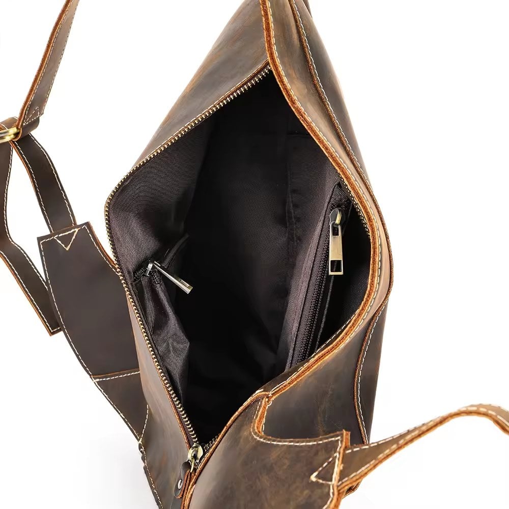 Rucsac pentru barbati, Draven GT3316, piele naturala, Cognac - poza 4