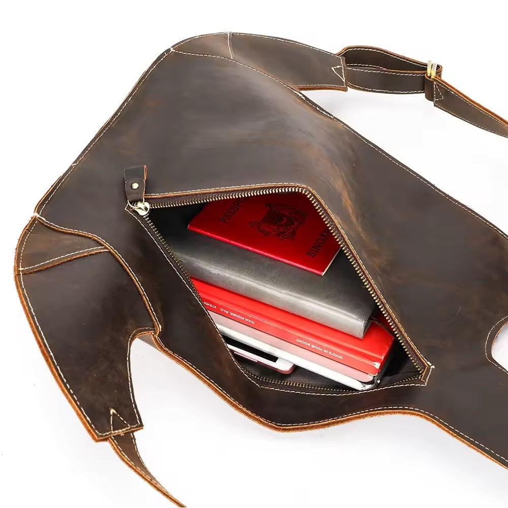 Rucsac pentru barbati, Draven GT3316, piele naturala, Cognac - poza 5