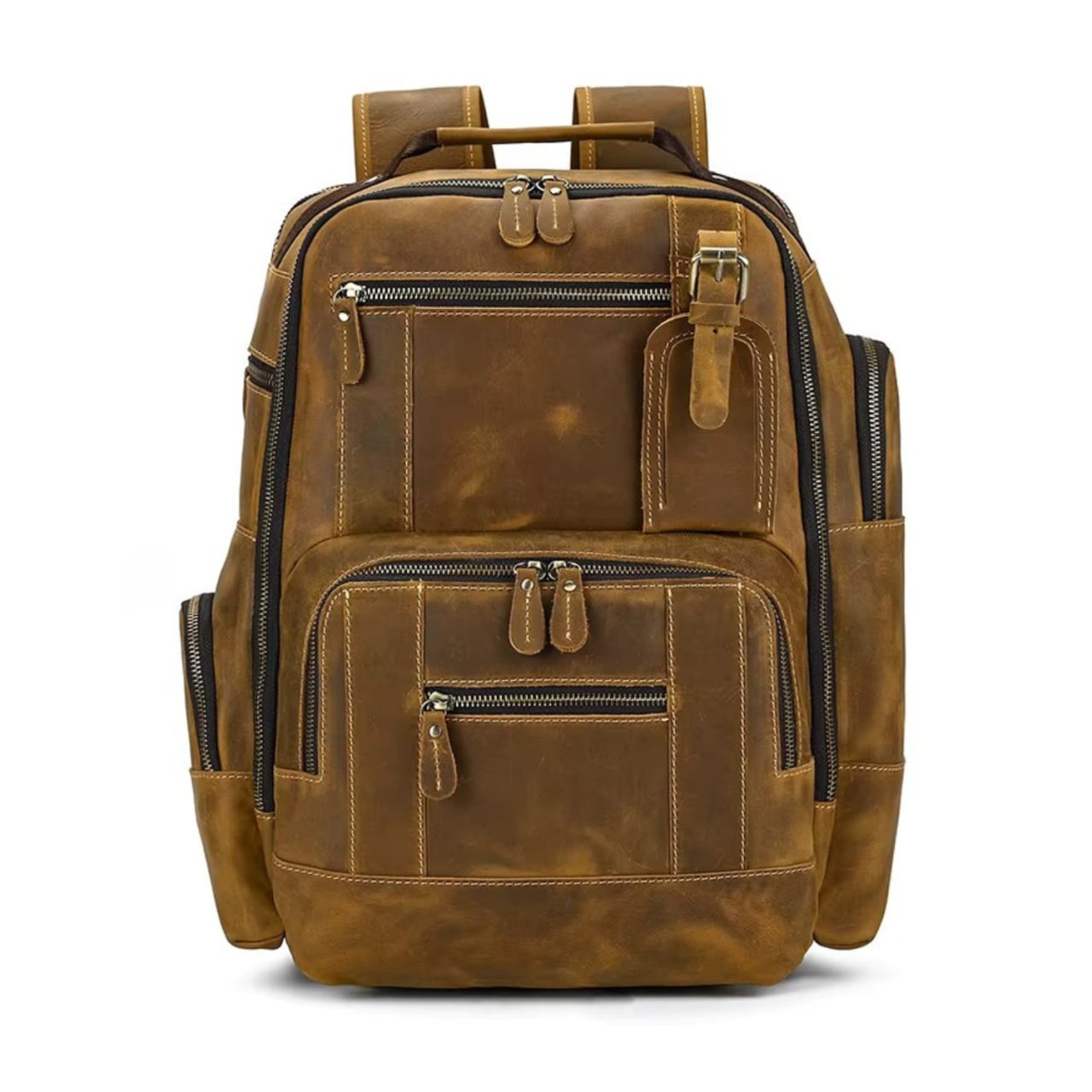 Rucsac pentru barbati, Eiran GT3335, piele naturala, Cognac - poza 1