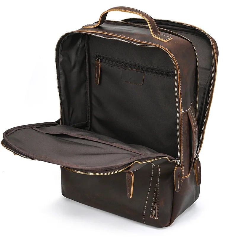Rucsac pentru barbati, Elsiel GT3318, piele naturala, Maro - poza 2