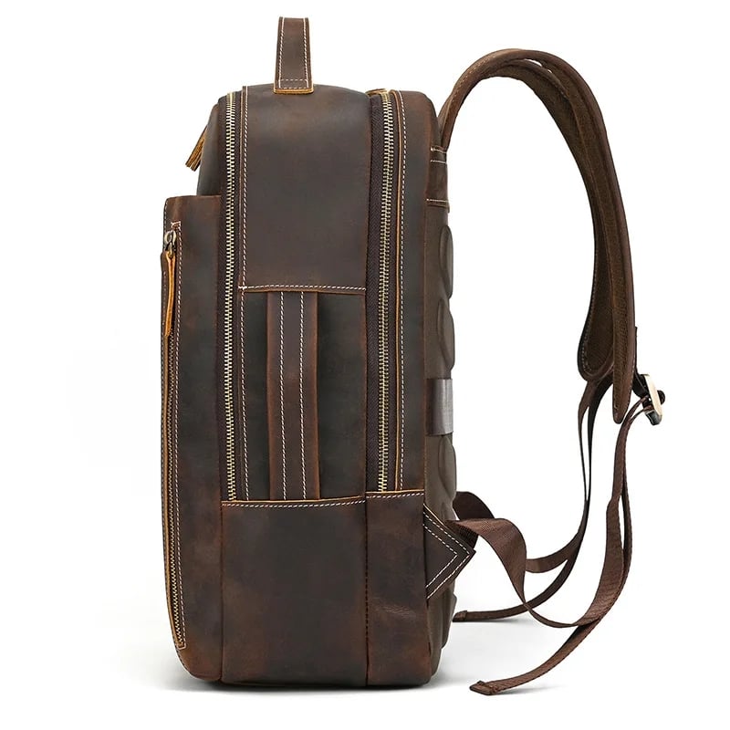 Rucsac pentru barbati, Elsiel GT3318, piele naturala, Maro - poza 3