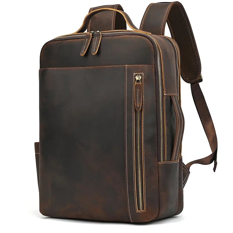 Rucsac pentru barbati, Elsiel GT3318, piele naturala, Maro - poza 5