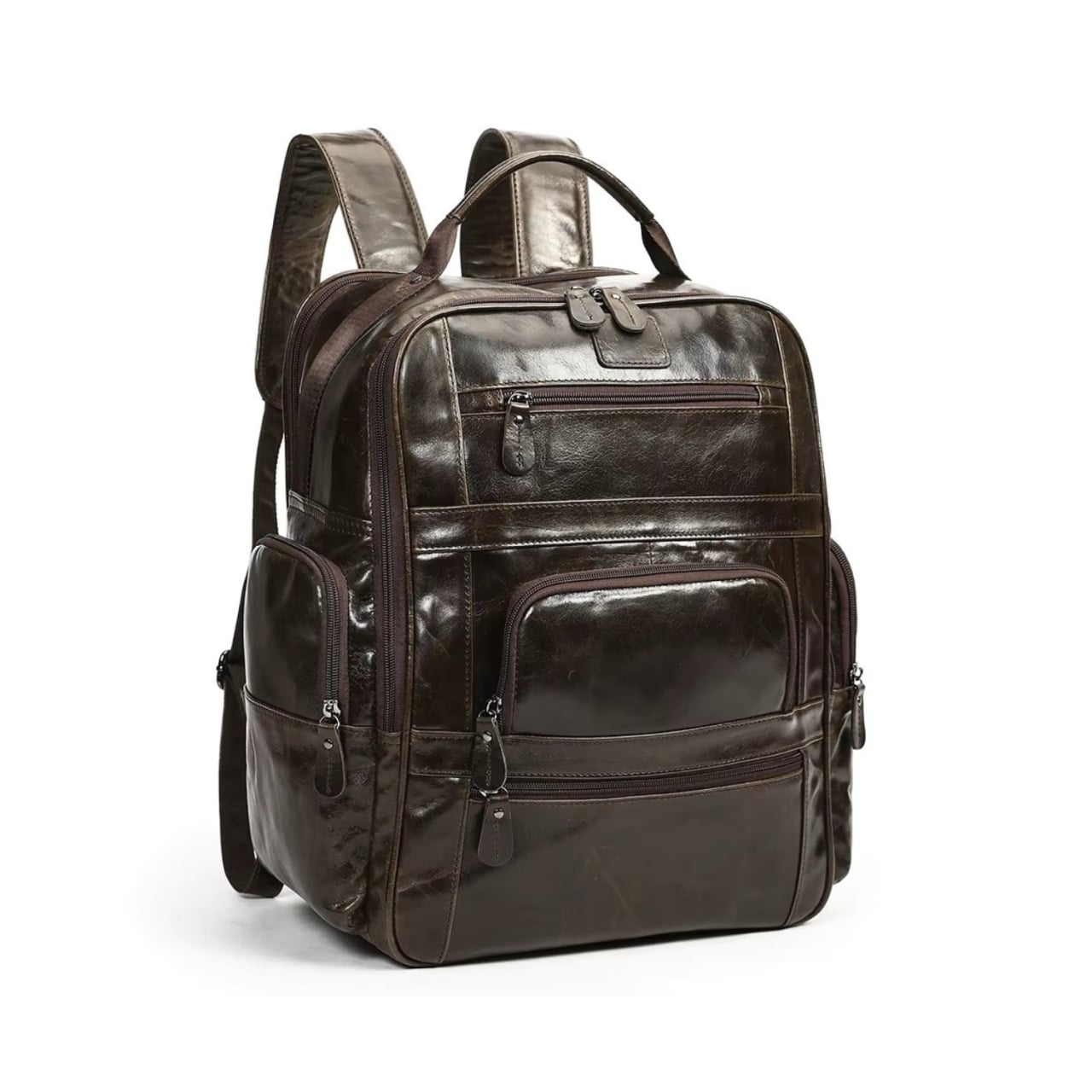 Rucsac pentru barbati, Emeric GT3325, piele naturala, Maro inchis - poza 1