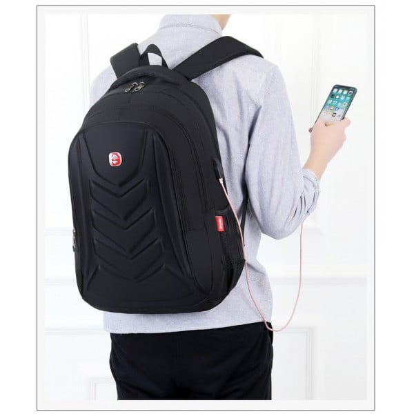 Rucsac pentru barbati Jason GT1478, multifunctional, laptop, cu port USB, negru - poza 3