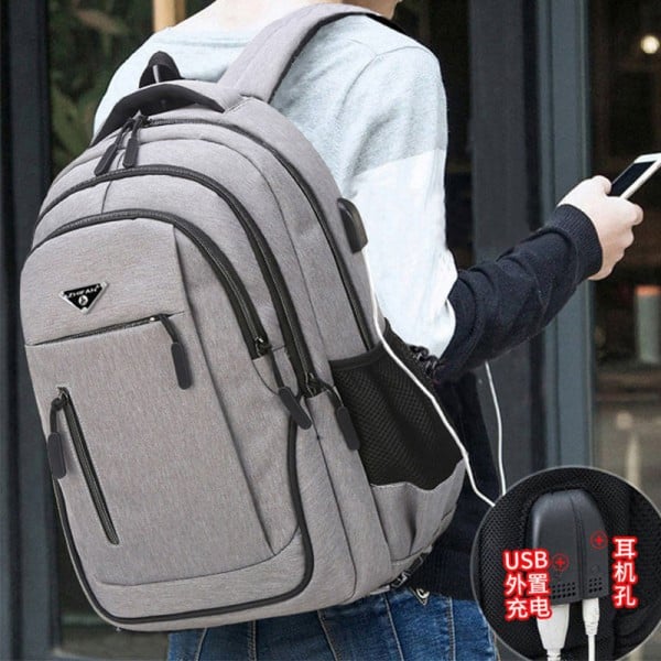 Rucsac pentru barbati Jenson GT1480, port USB, gri - poza 2