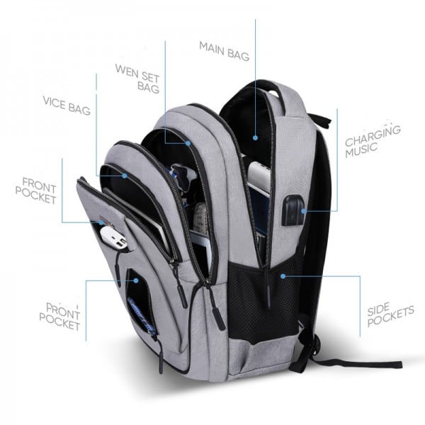 Rucsac pentru barbati Jenson GT1481, cu port USB, negru - poza 5