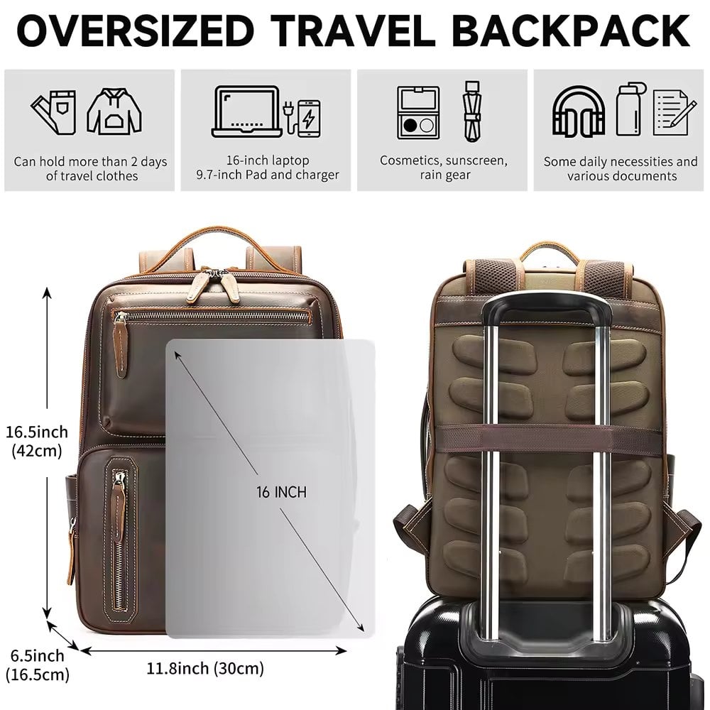 Rucsac pentru barbati, Mael GT3327, piele naturala, Maro - poza 5