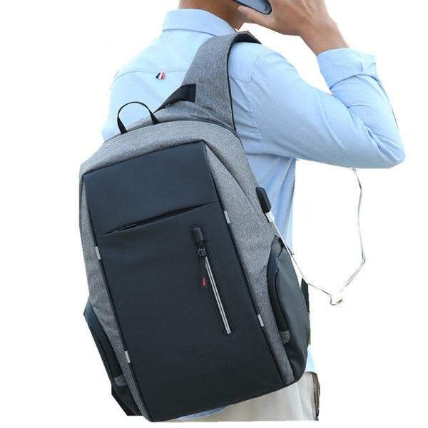 Rucsac pentru barbati Matteo GT1477, multifunctional, laptop, cu port USB, gri - poza 3