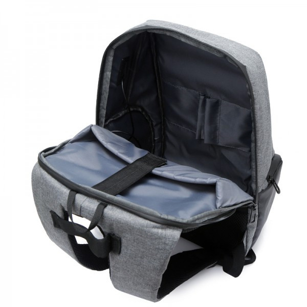 Rucsac pentru barbati Matteo GT1477, multifunctional, laptop, cu port USB, gri - poza 4