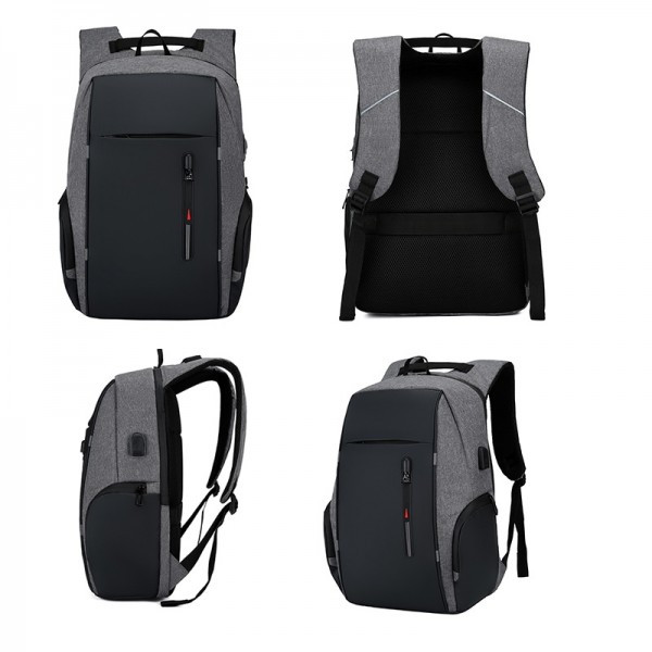 Rucsac pentru barbati Matteo GT1477, multifunctional, laptop, cu port USB, gri - poza 5