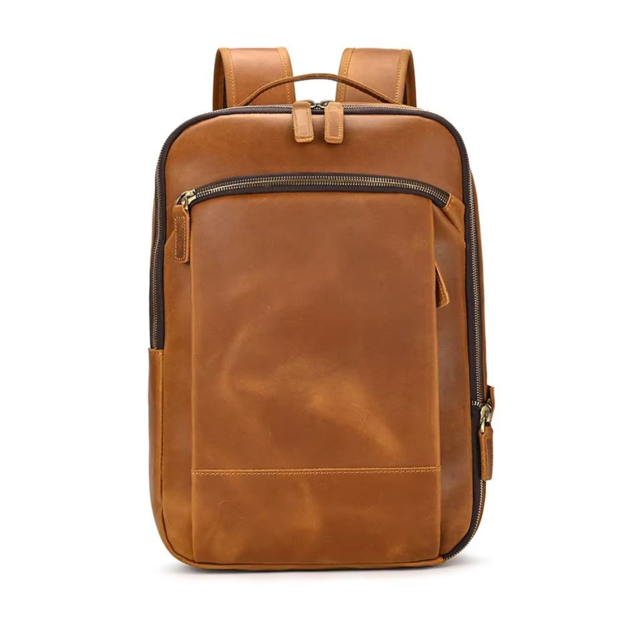 Rucsac pentru barbati, Orion GT3322, piele naturala, Cognac - poza 1