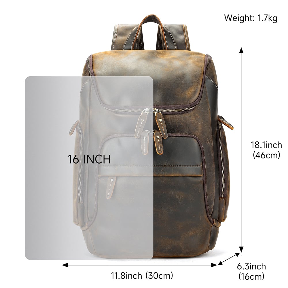 Rucsac pentru barbati, Velian GT3328, piele naturala, Maro - poza 4
