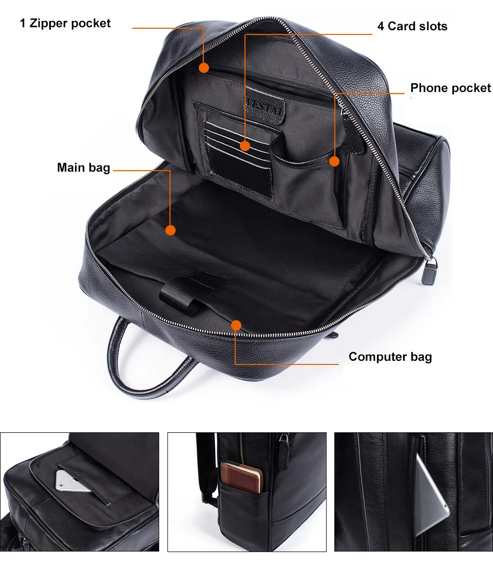 Rucsac unisex Delis, Blanchefleur GT2588, piele naturala, Negru - poza 3