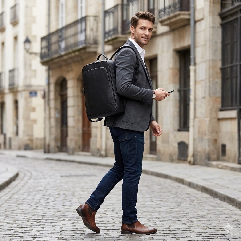 Rucsac unisex Delis, Blanchefleur GT2589, piele naturala, Negru - poza 2