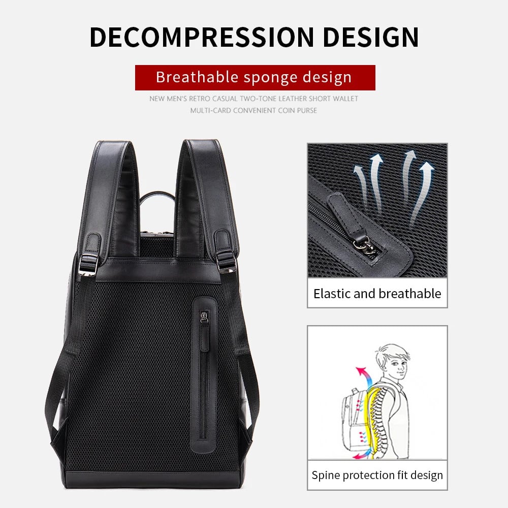 Rucsac unisex Delis, Blanchefleur GT2589, piele naturala, Negru - poza 3